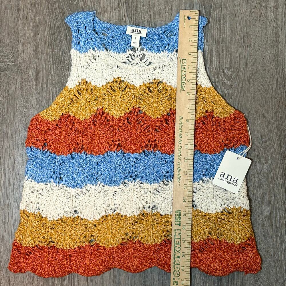 NWT a.n.a. Crochet Tank Top Striped Size S Women's Summer Boho Festival - Picture 7 of 9